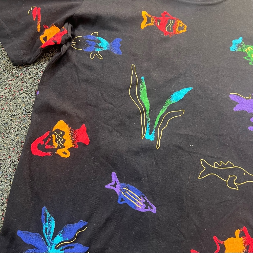 VINTAGE Copa Cabana 100% Cotton Colorful Fish Ocean Theme Relaxed Fit Dress Sz M - Picture 11 of 16